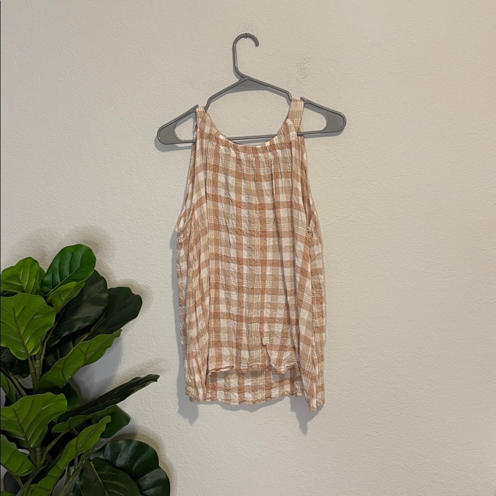 Jane and Delancey beige and cream swing tank with bow Medium
